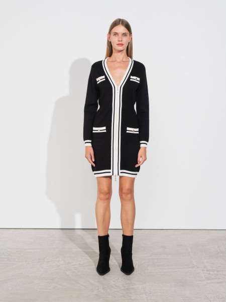 Two-tone knitwear dress