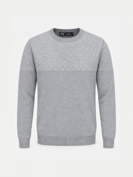 Two-tone jacquard knit sweater