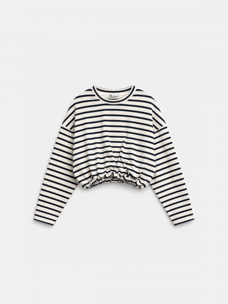 Sweat-shirt court � rayures