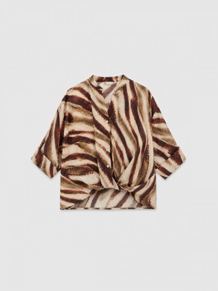 Printed blouse with knot detail