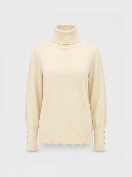 Knitted sweater with a high neck