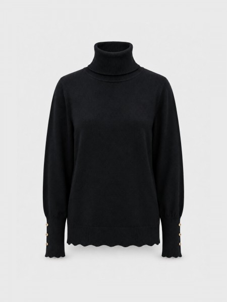 Knitted sweater with a high neck