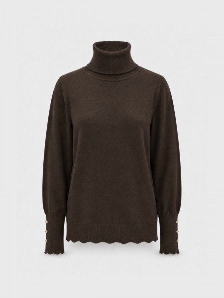 Knitted sweater with a high neck