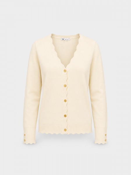 Knitted jacket with a wavy finish.
