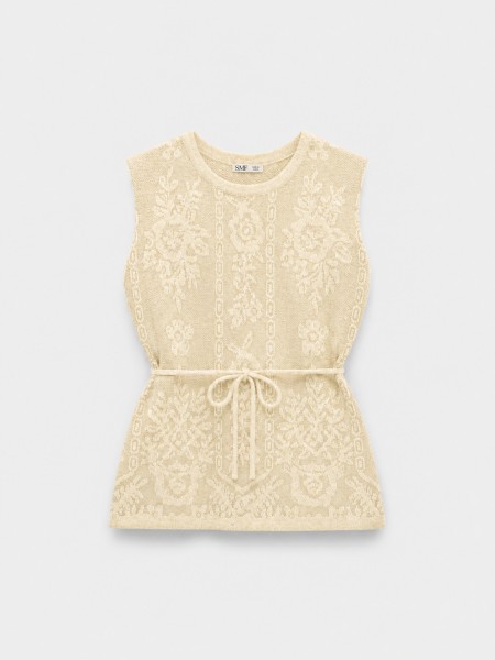 Lace vest with belt