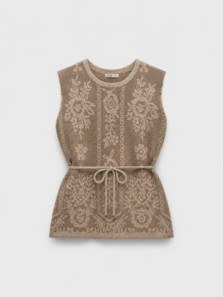 Lace vest with belt