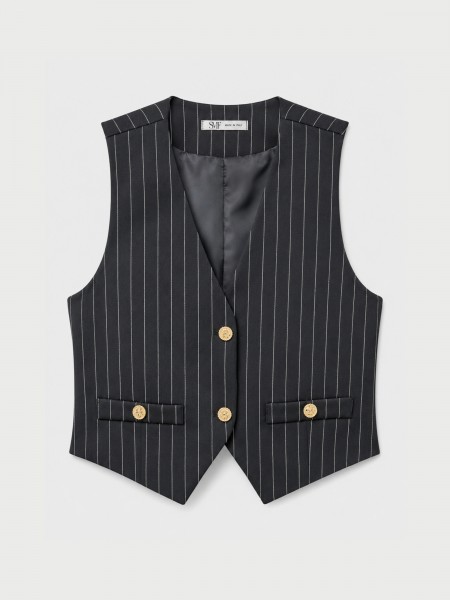 Gilet ray� � boutons dor�s