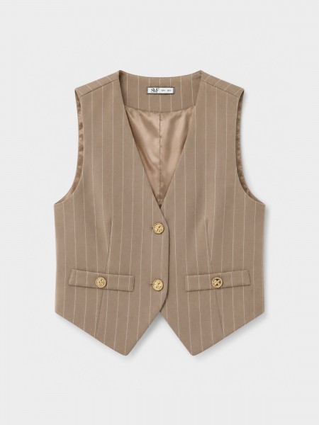 Gilet ray� � boutons dor�s