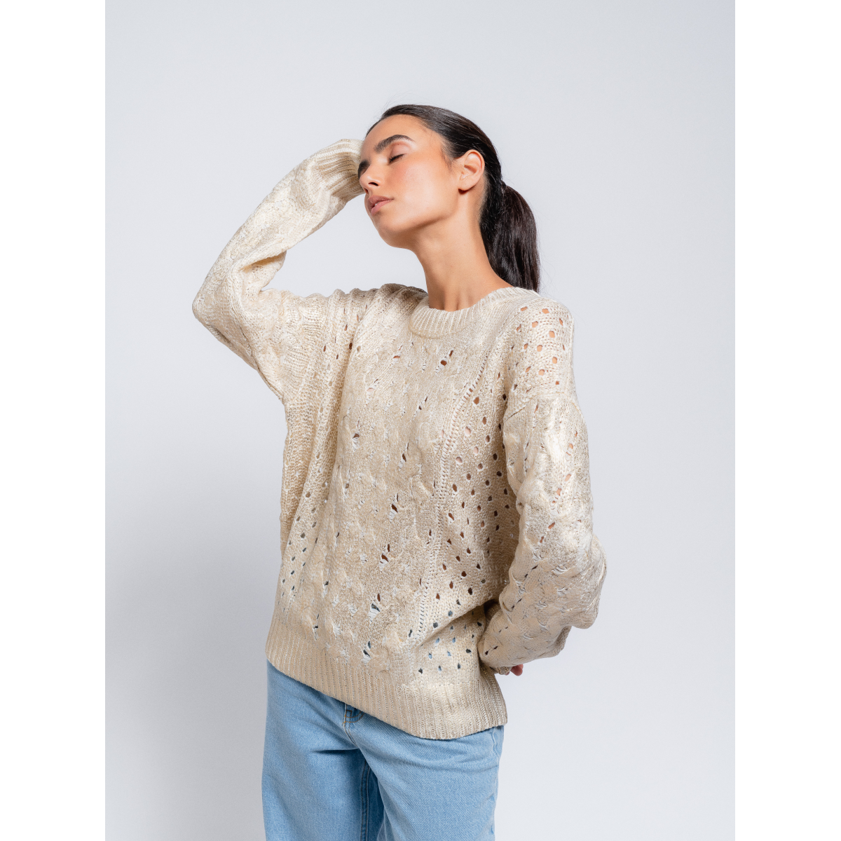 Pull en maille avec rev tement dor 229087.PEROLA SMF