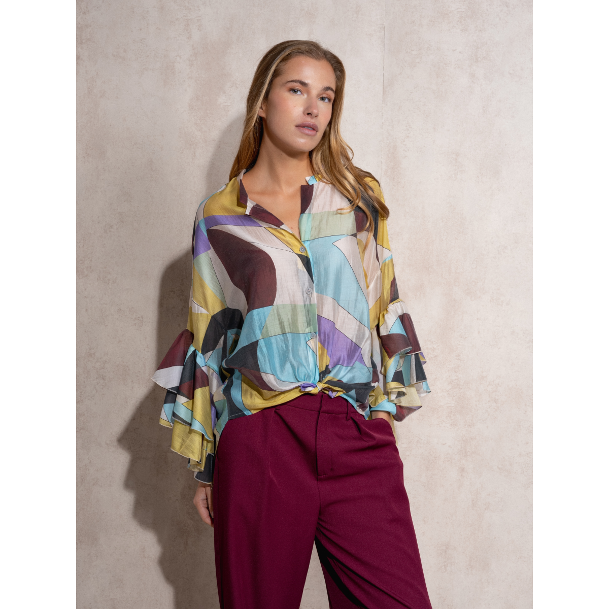 Blusa Folhos Estampada main image 1